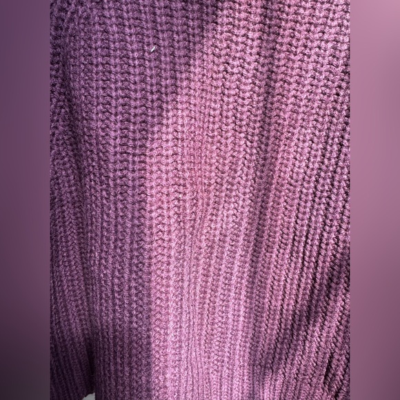 Vintage Hand Knit Floral Embroidered Deep Grape Purple Crop Cardigan Sweater - Picture 3 of 3